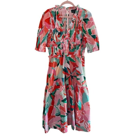 NWT JESSIE ZHAO Ramona Watermelon Tiered Midi Dress, Size 4 - Picture 5 of 11